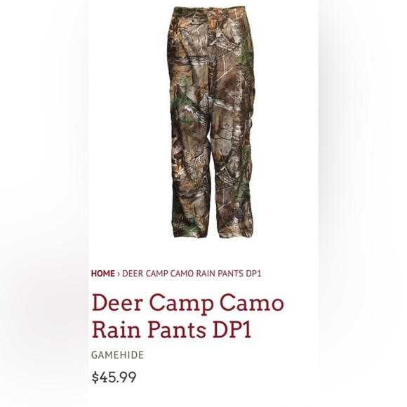 Gamehide Reel Tree Deer Camp camo rain pants DP1 size 17 RN 88439 - Picture 1 of 14